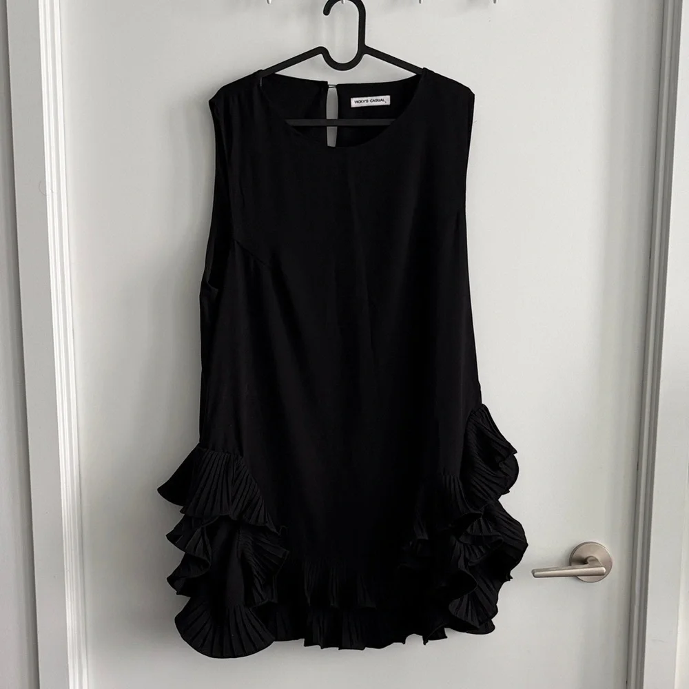 Black Ruffle Mini Dress - Picture 1 of 8